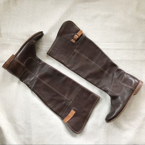 Frye Shoes - Frye Over the Knee Dark Brown Leather Flat Boots